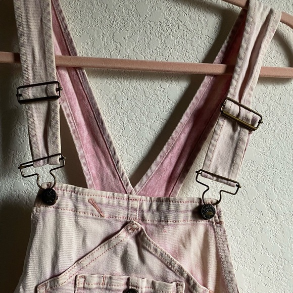 Faherty MECHANIC PINK ACID WASH RETRO ORGANIC COTTON DENIM SHORT OVERALL XS - Picture 6 of 14